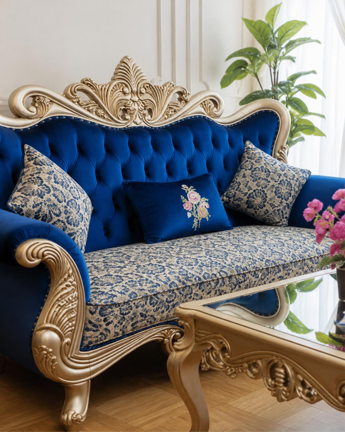 Royal Blue Sofa Set