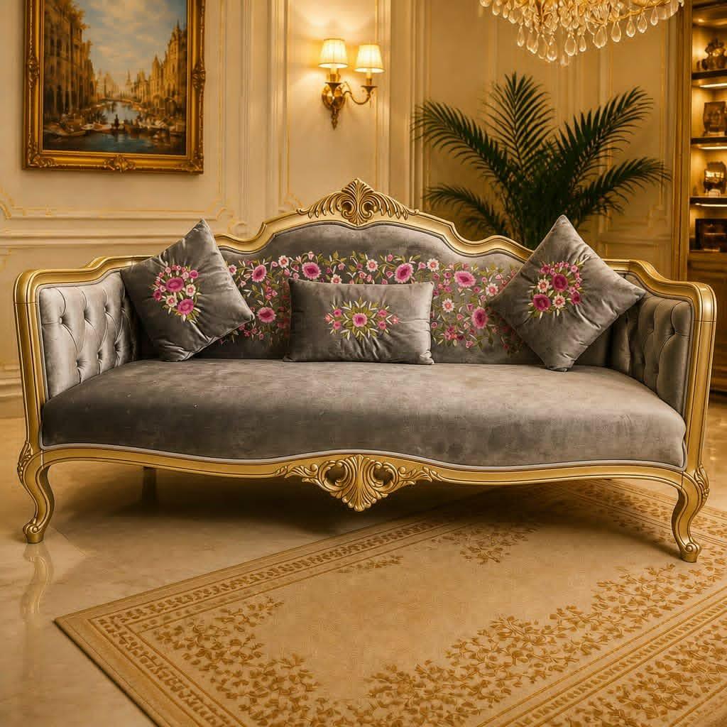 Embroidered Gold Sofa